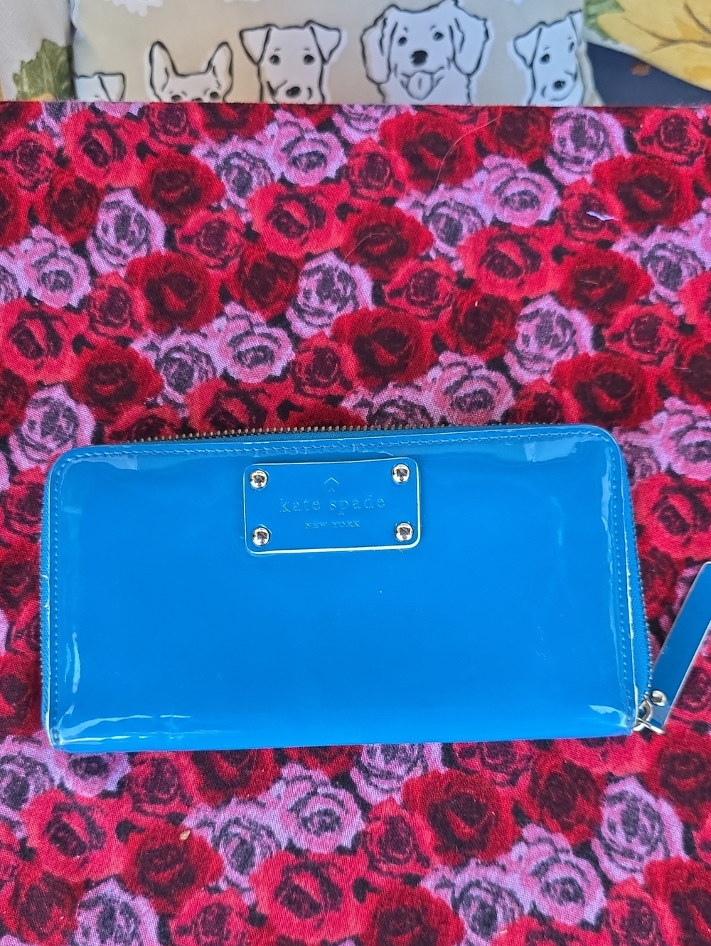Kate Spade Pasadena Neda Blue Patent Leather Zip Around Wallet